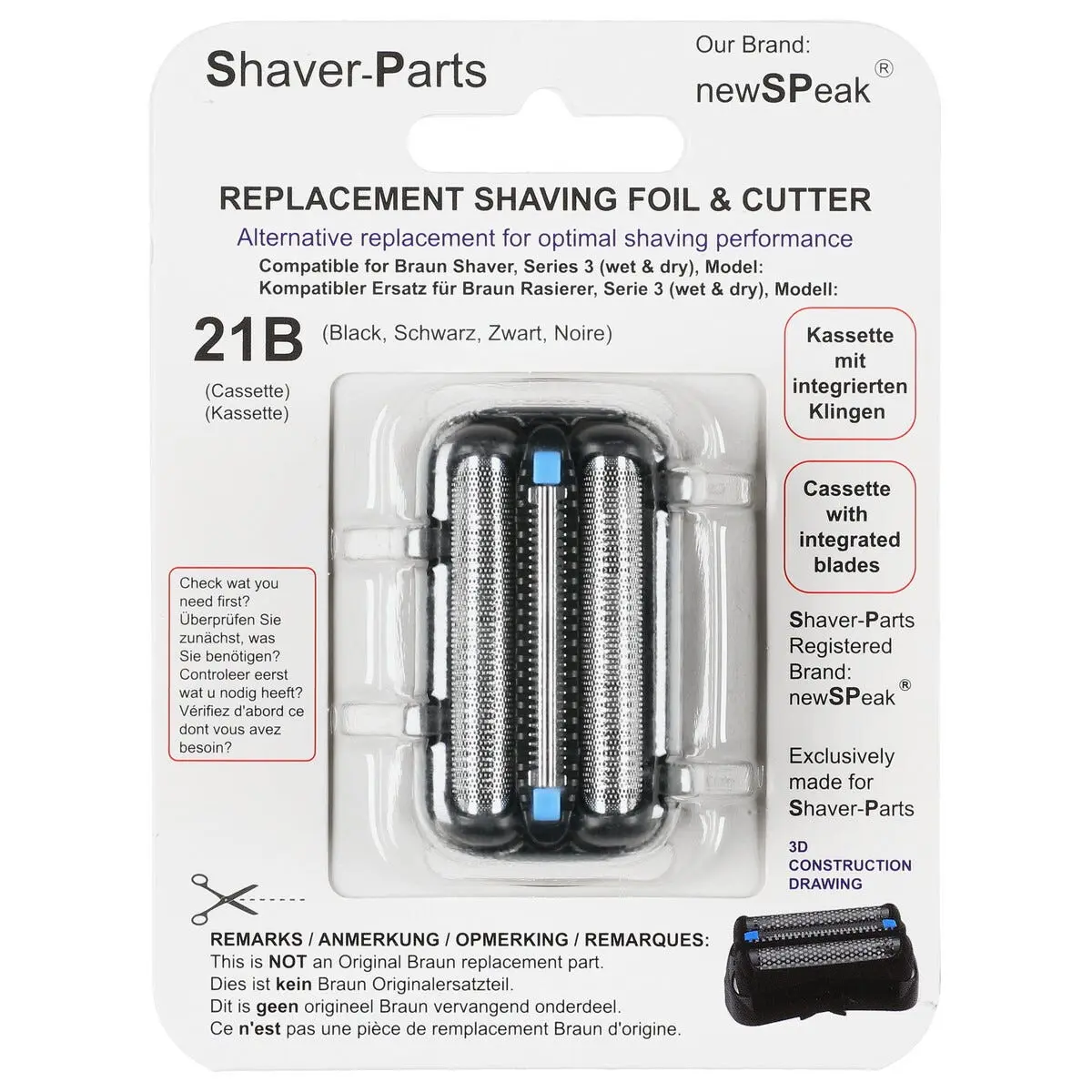 Barberhode 21B til barbermaskin Braun Series 3