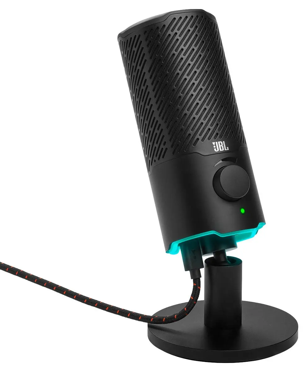 JBL Quantum Stream USB-mikrofon med RGB-belysning og stativ