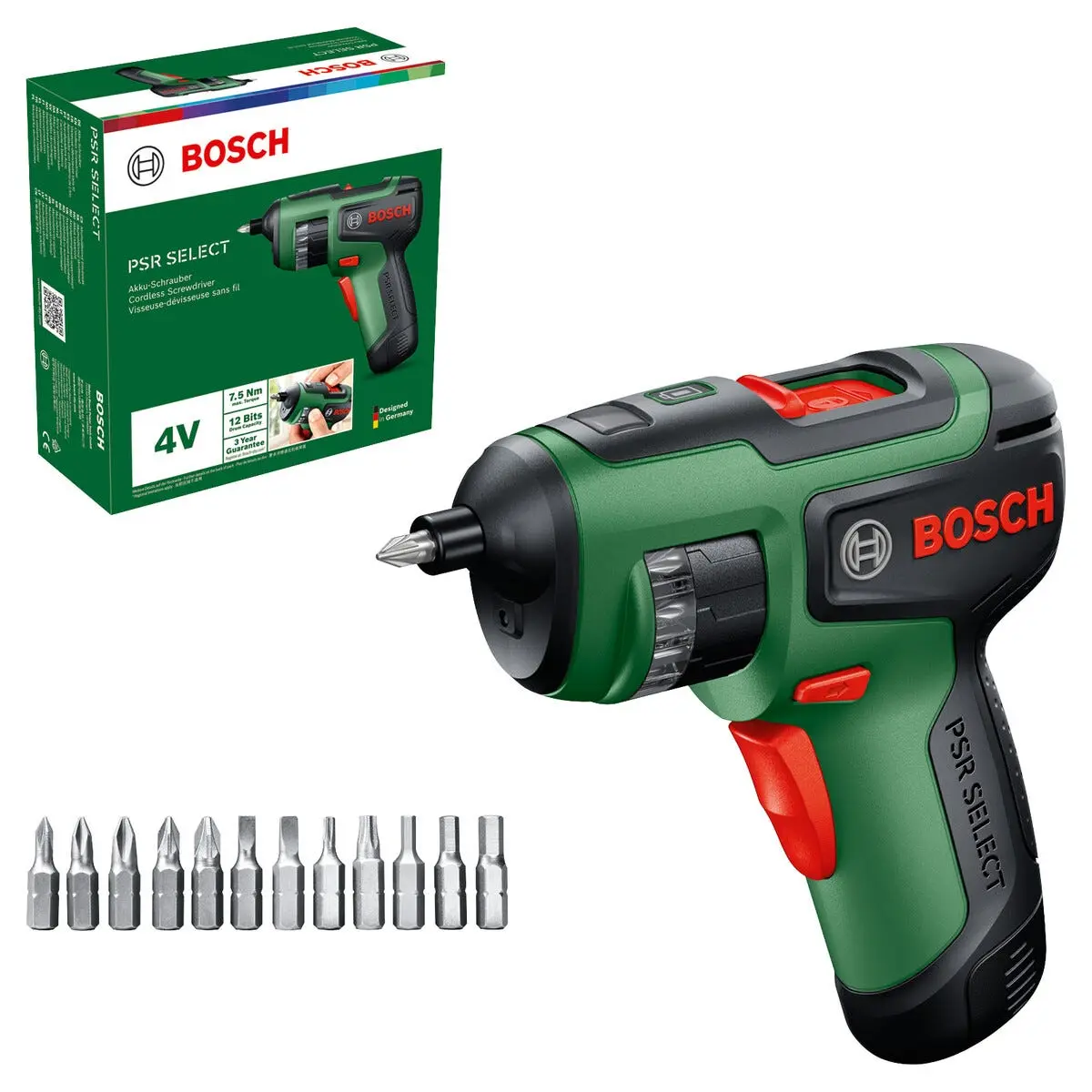 Bosch PSR Select drill 4 V med bits, 1 batteri