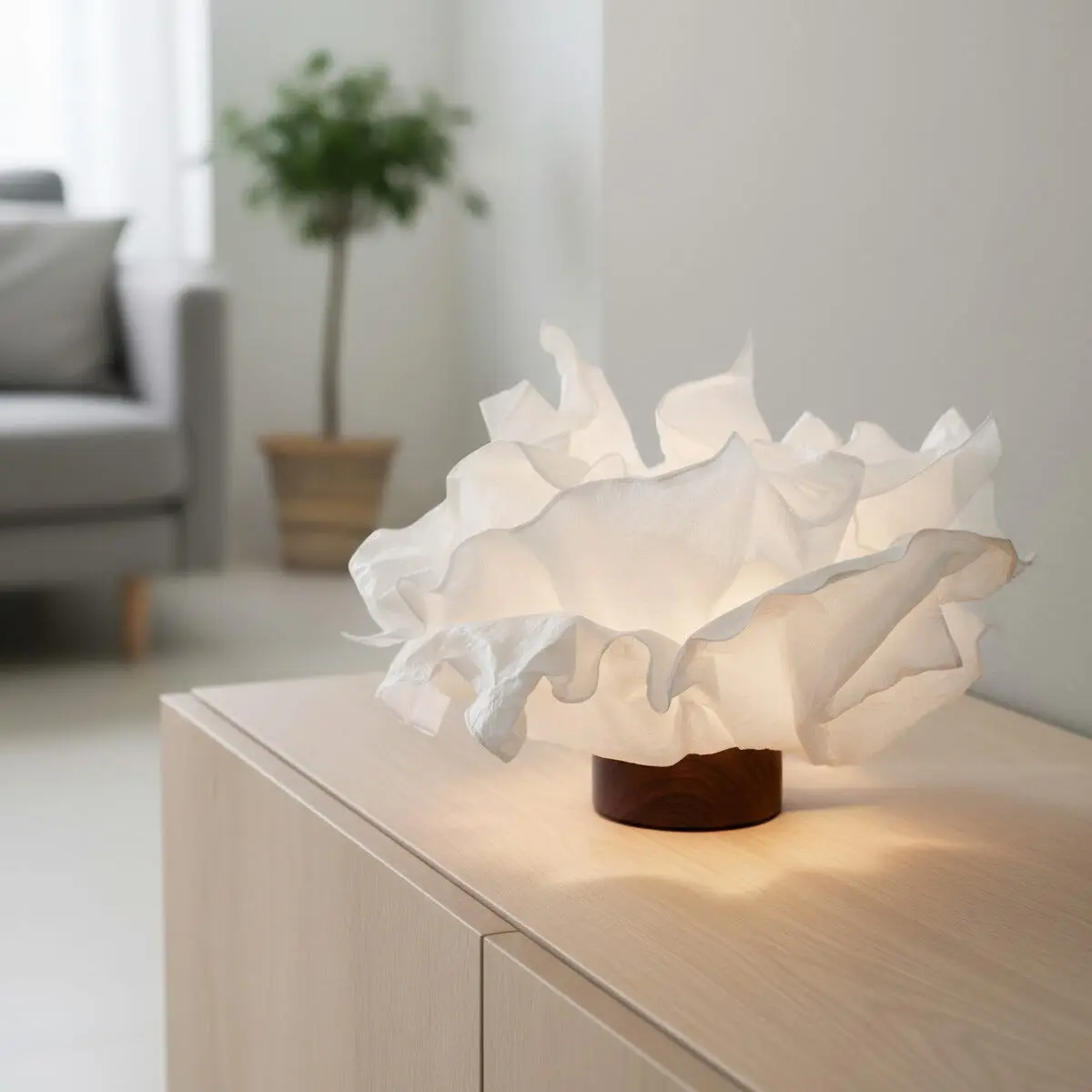 Elicia bordlampe papirblomst hvit 30 cm, Northlight