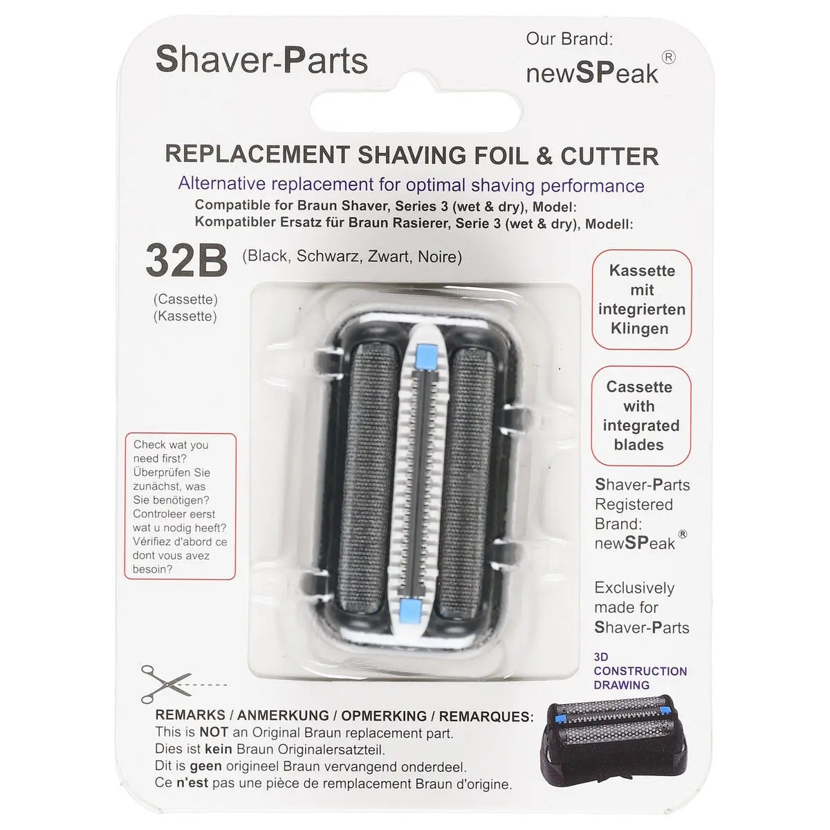 Barberhode 32B til barbermaskin Braun Series 3