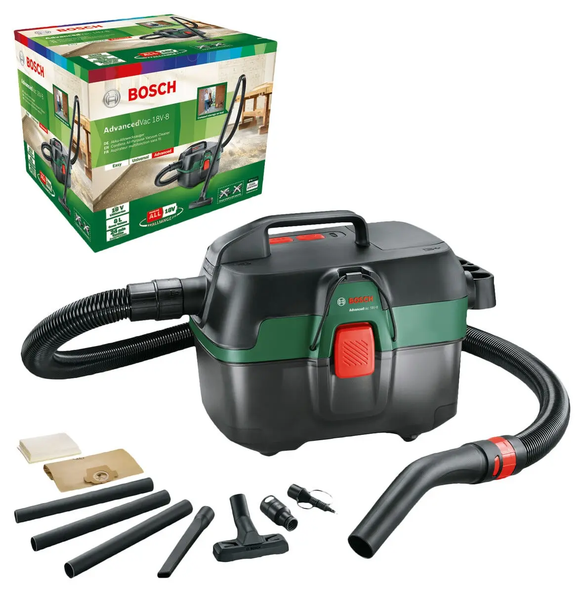 Bosch AdvancedVac 18V-8 grovstøvsuger, batteridrevet