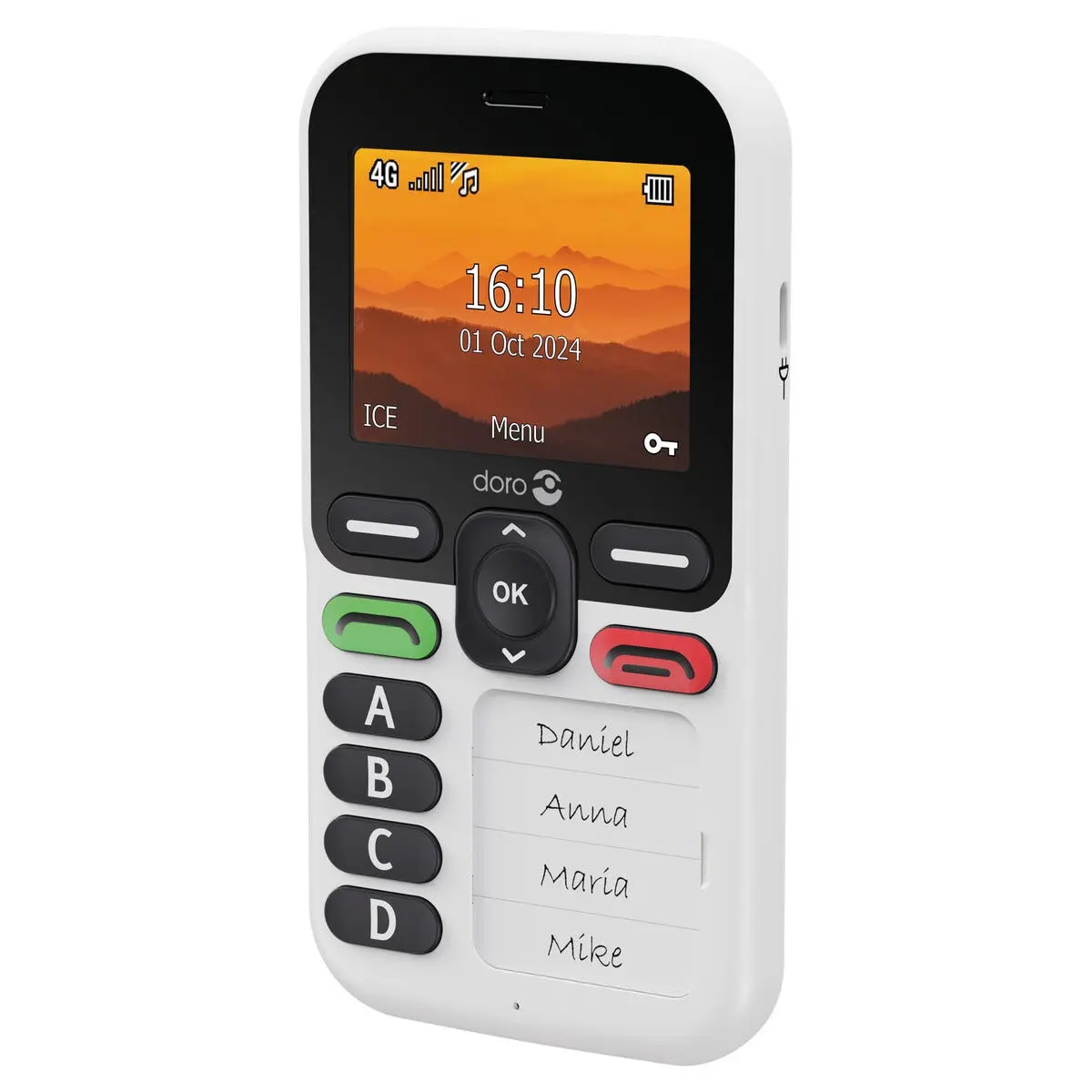 Doro Leva X10 mobiltelefon for eldre, hvit
