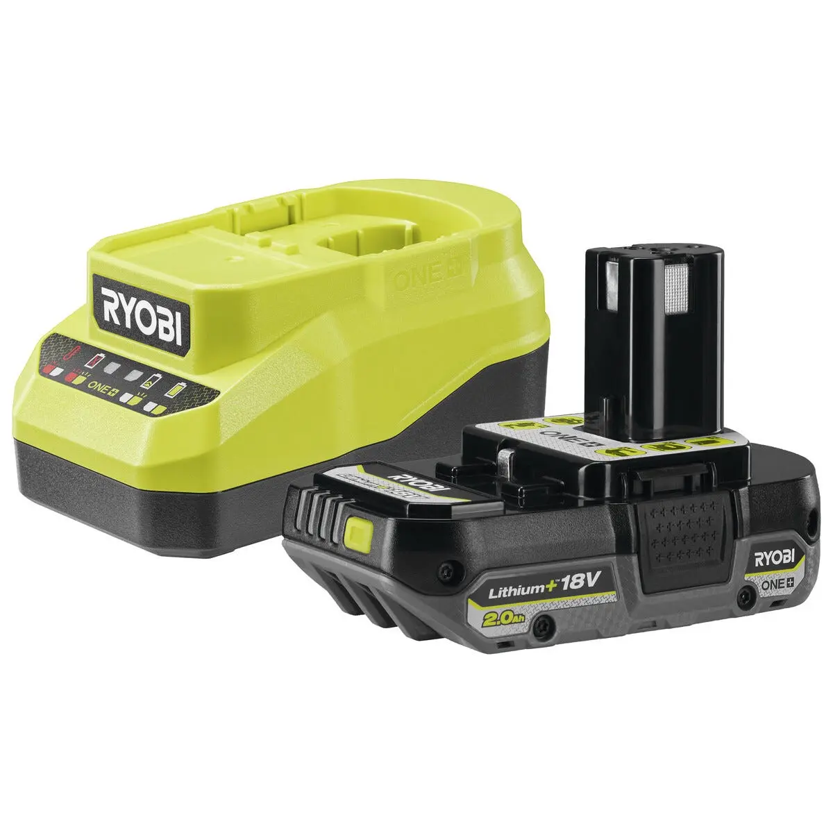 Ryobi batteri og lader 18 V 2,0 Ah ONE+, RC18120A-120C