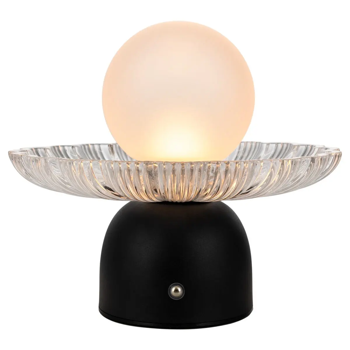 Stella bordlampe med skål, oppladbar, 19 cm