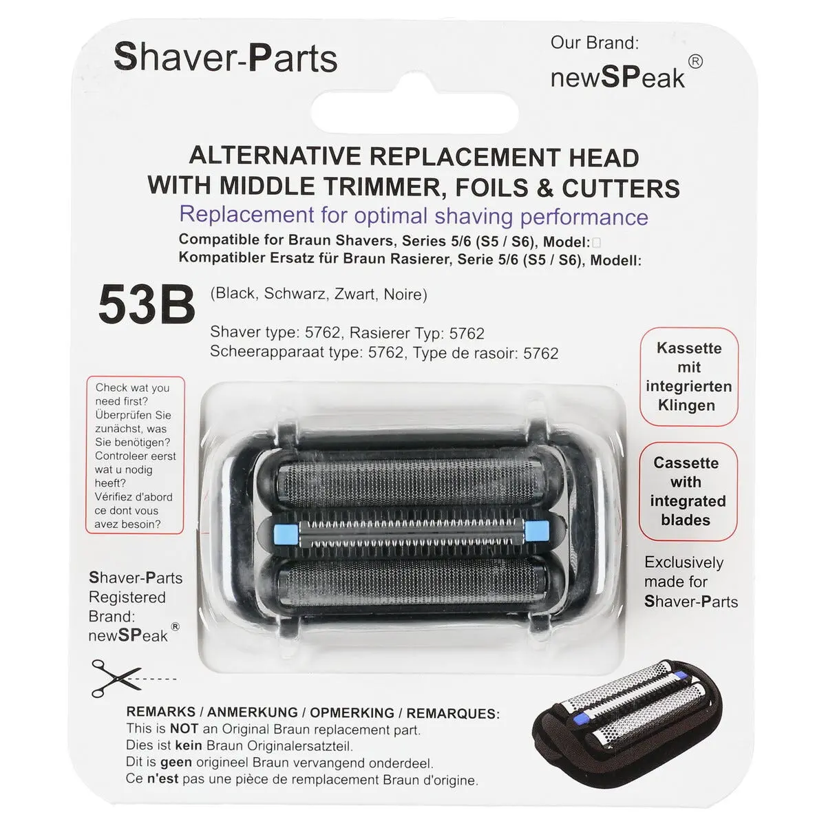 Barberhode 53B til barbermaskin Braun Series 5/6