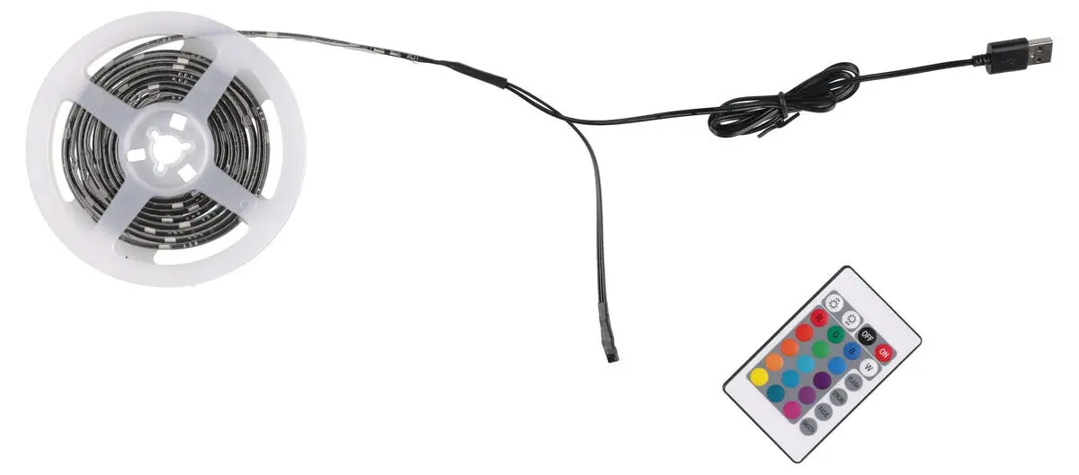 LED-list bil, RGB 16 farger, 5 V, USB, 2 m