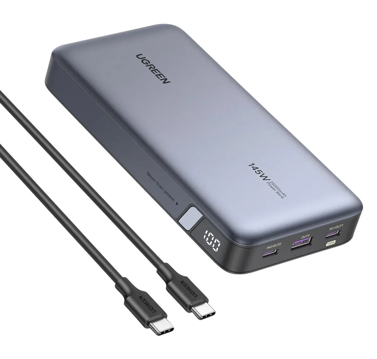 Ugreen Nexode powerbank 25 000 mAh 145 W, 3 porter