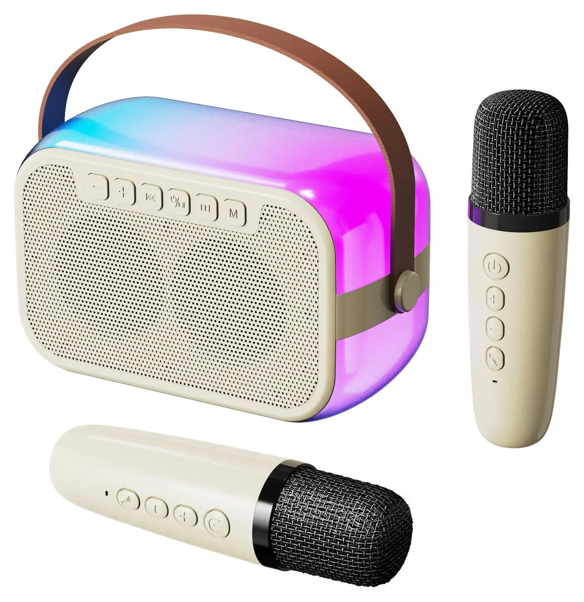 Karaokehøyttaler med 2 trådløse mikrofoner