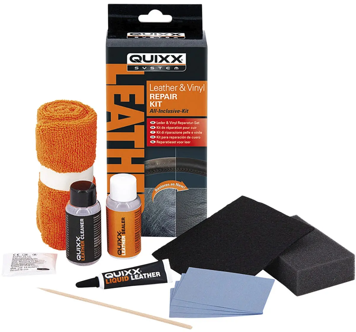 Quixx Leather & Vinyl Repair Kit reparasjonssett for skinn og vinyl, svart