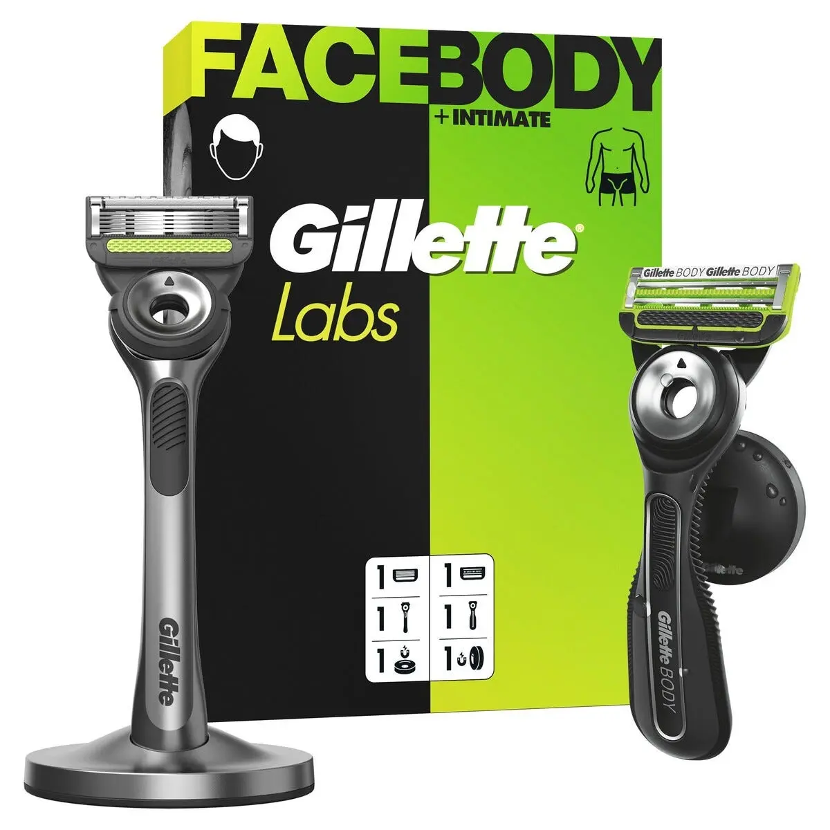 GilletteLabs Duo Face & Body barberhøvel, 2-pakning