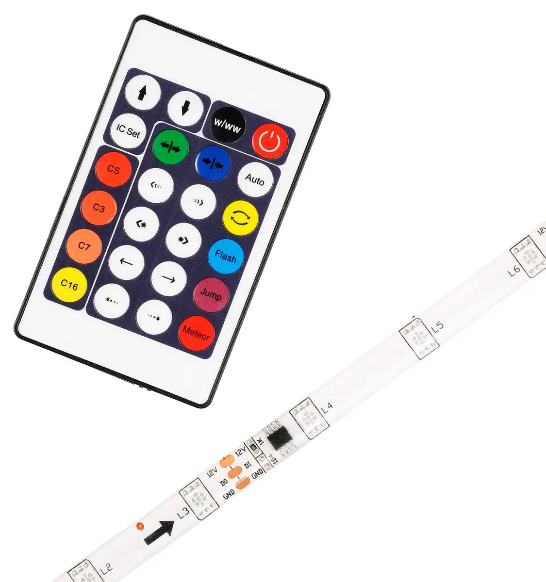 LED-list RGB med effektfullt lys og fjernkontroll, Cotech