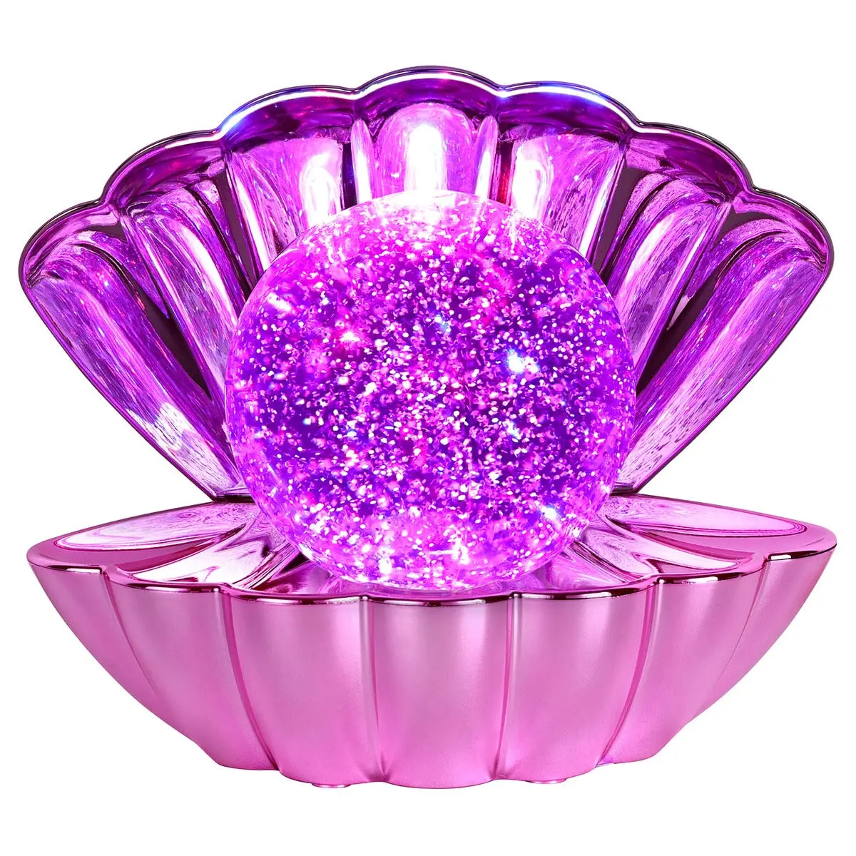 Lampe rosa skjell med glitter, RGB, batteridrevet