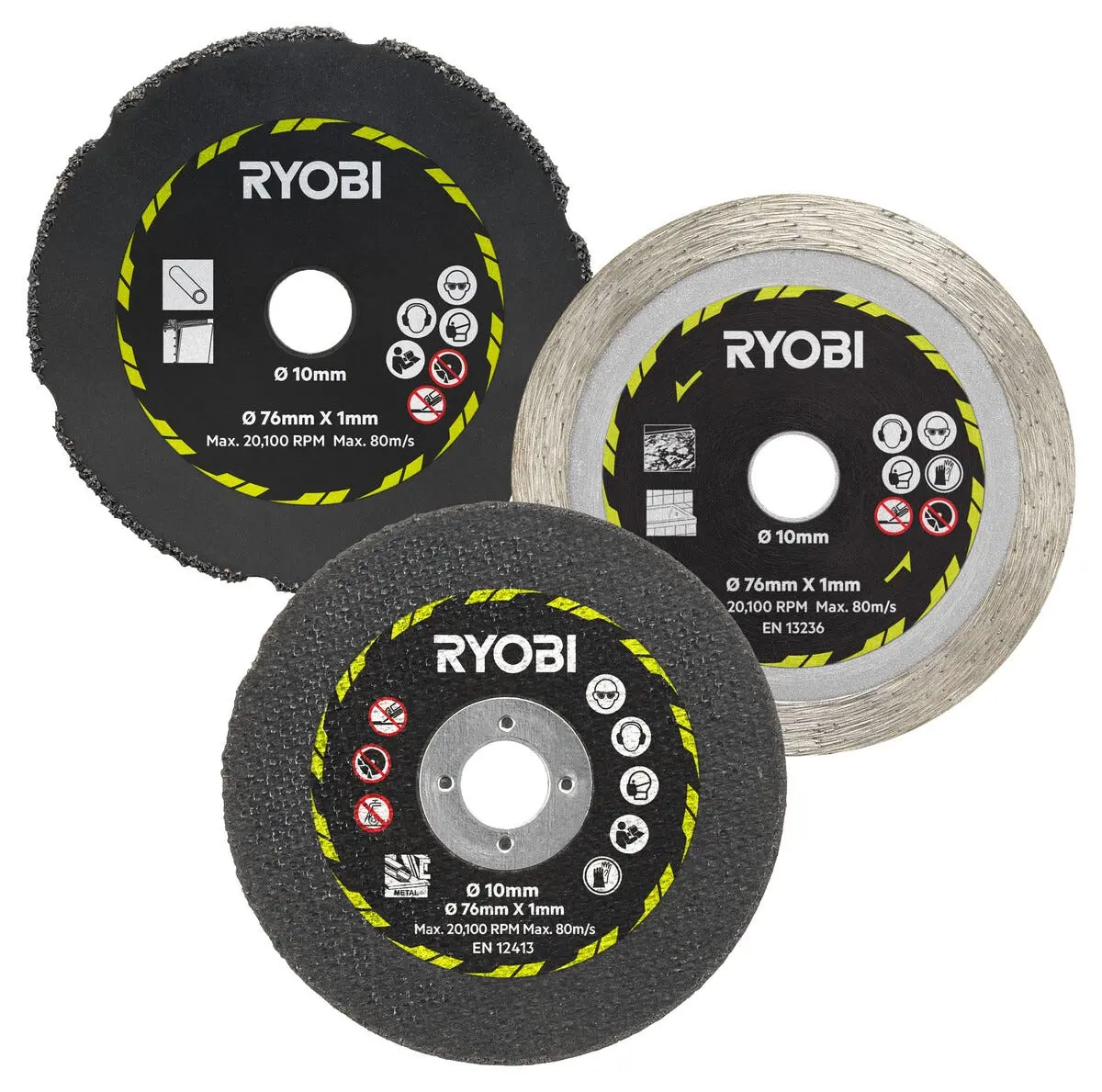 Ryobi RAKCOT03 kutteskiver fliser / plast / metall, 3-pakning