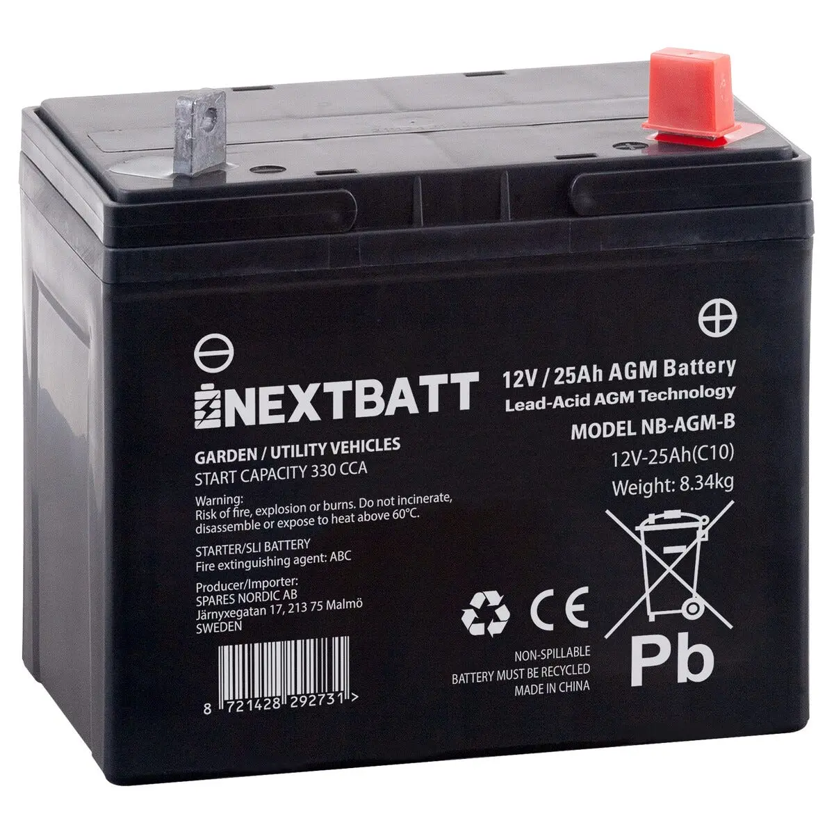 AGM-batteri 12 V, 25 Ah U1R