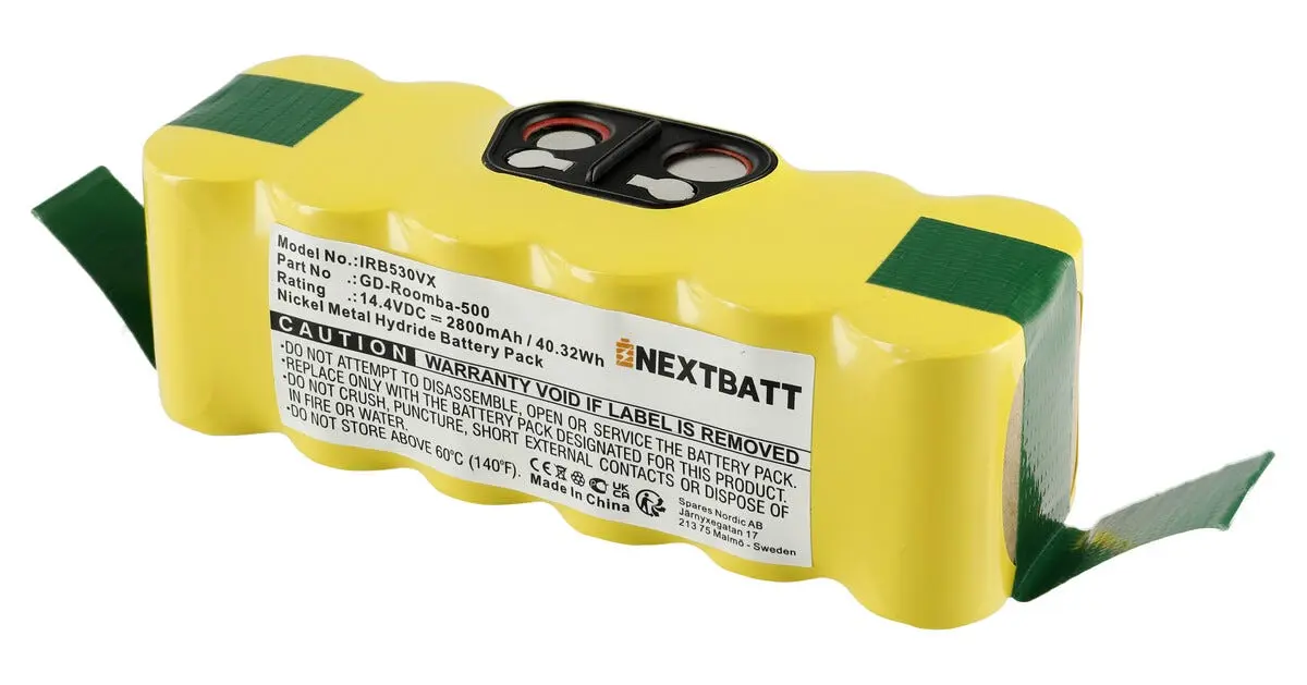 Batteri 14,4 V / 2800 mAh til iRobot Roomba XLife, NiMH