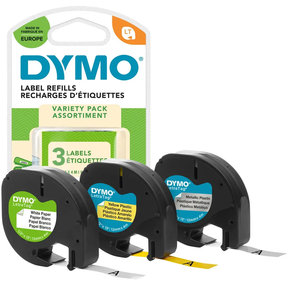 Dymo LetraTag merkebånd 3-pack