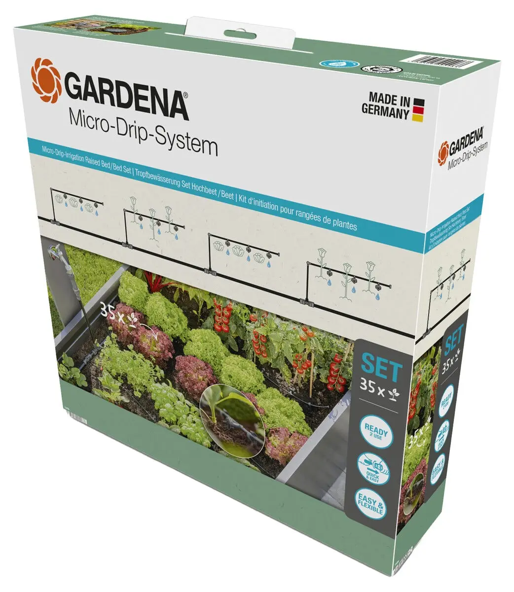 Gardena Micro-Drip vanningssystem for pallekarmer, 35 planter