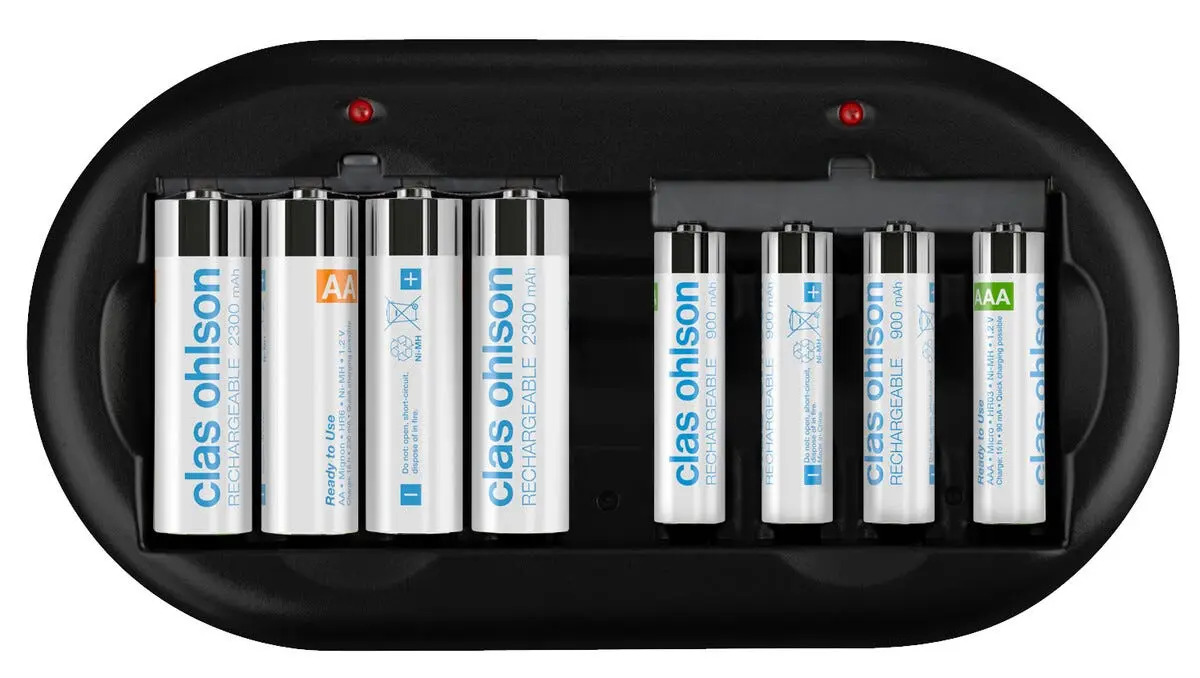 Batterilader med batterier
