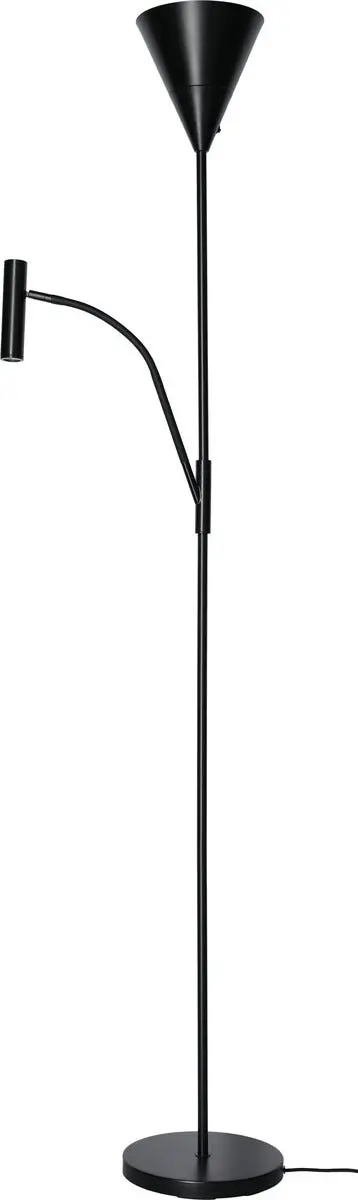 Northlight Vide uplight gulvlampe med leselampe, svart