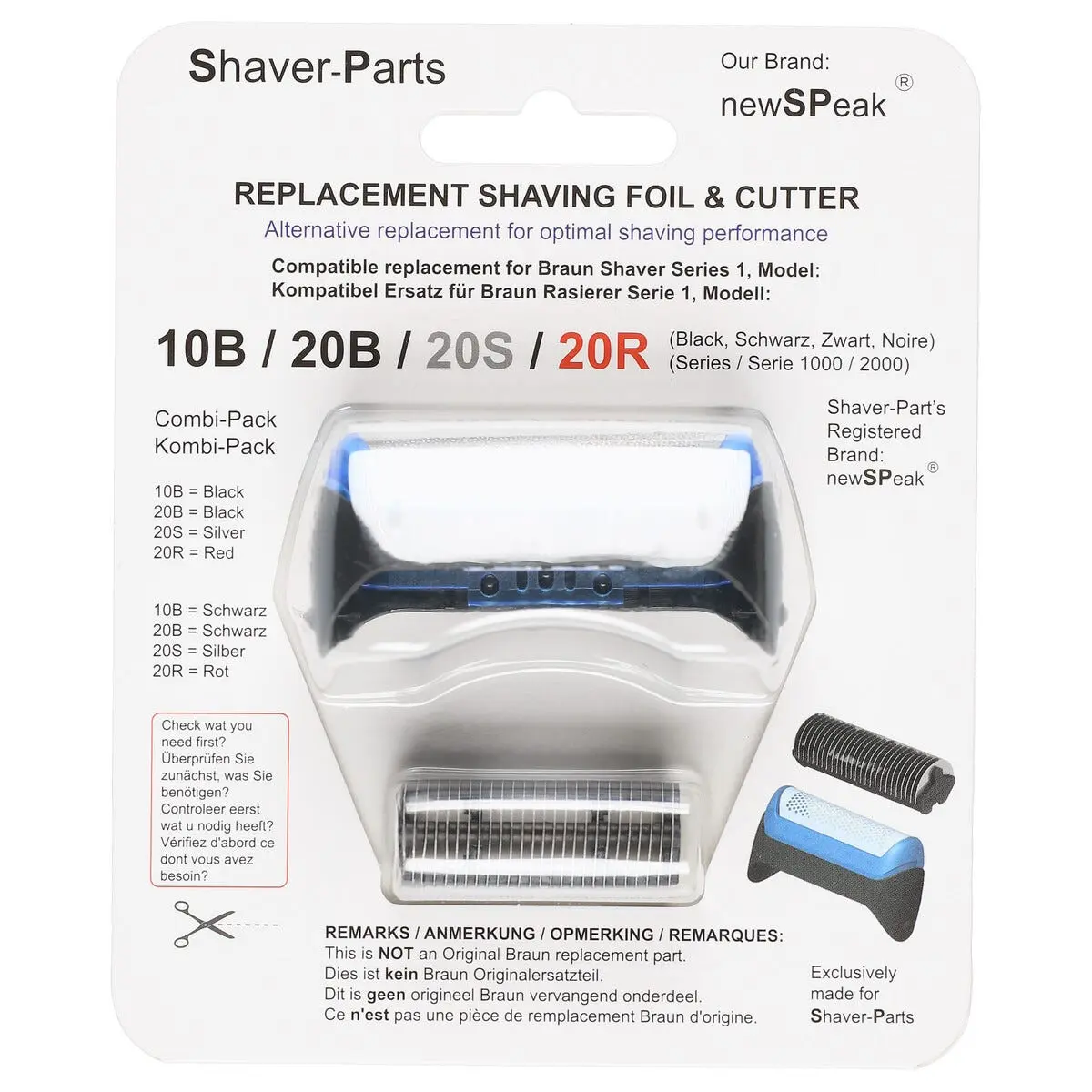 Barberhode 10B/20B til barbermaskin Braun Series 1