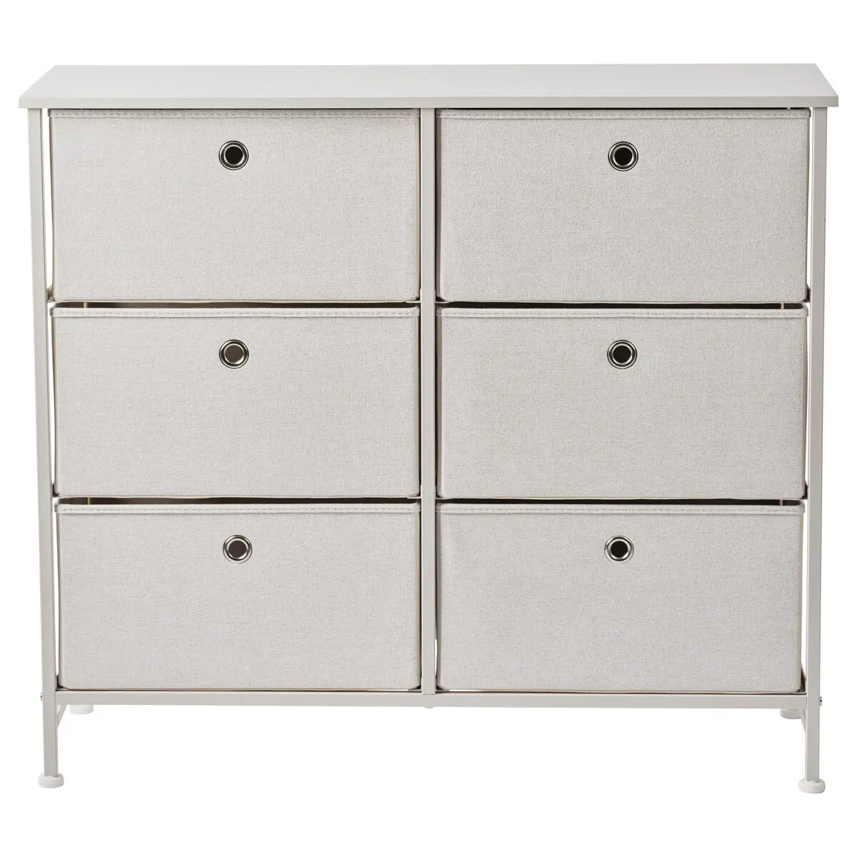 Kommode med 6 skuffer, beige, 88,5 x 30 x 77,3 cm