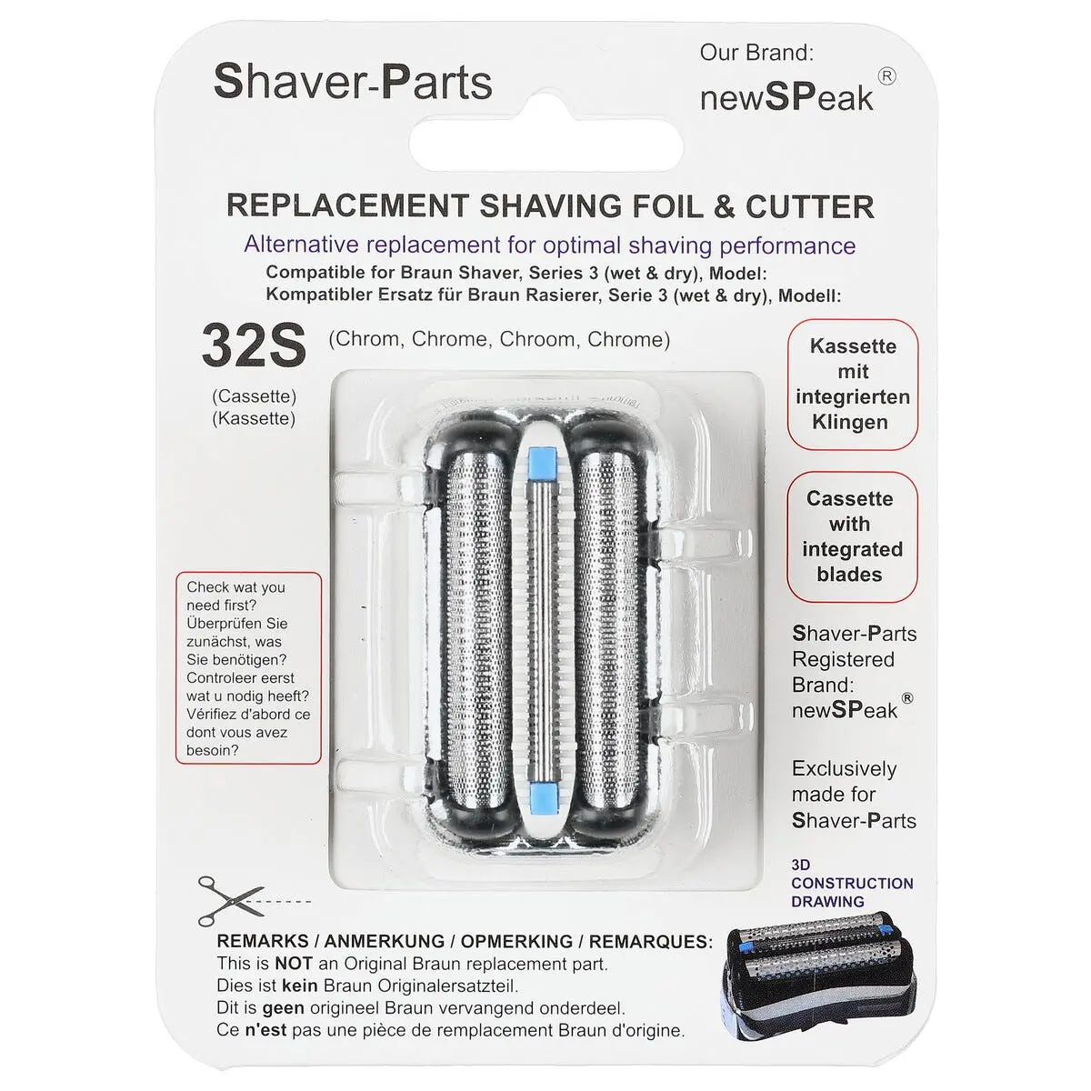 Barberhode 32S til barbermaskin Braun Series 3