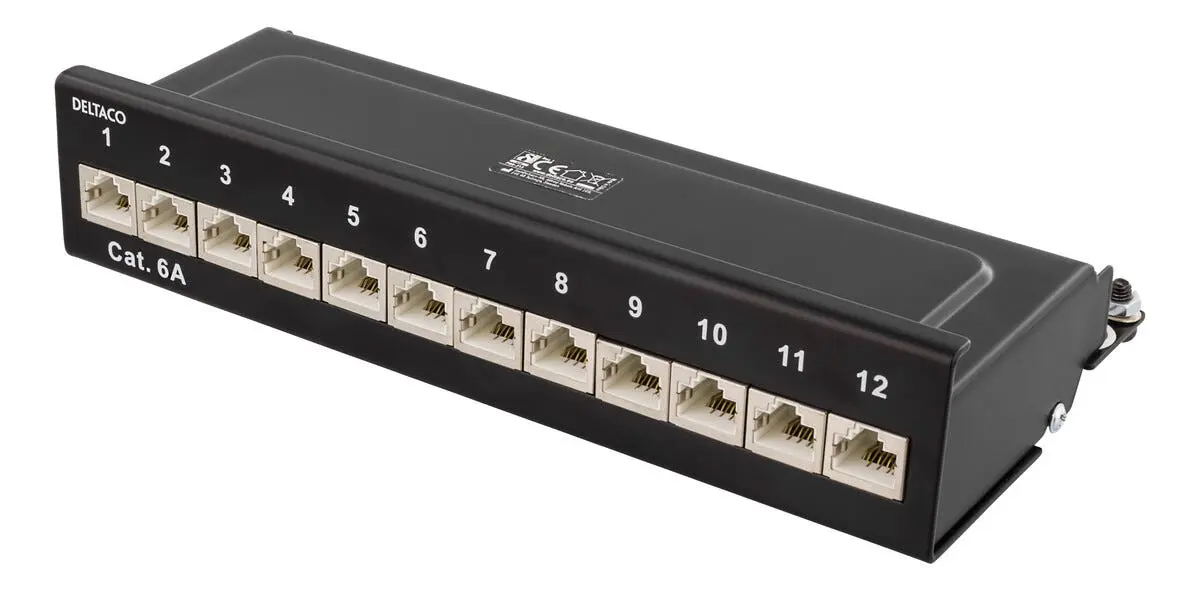 Deltaco PAN-213 Patch Panel 12xRJ45-porter