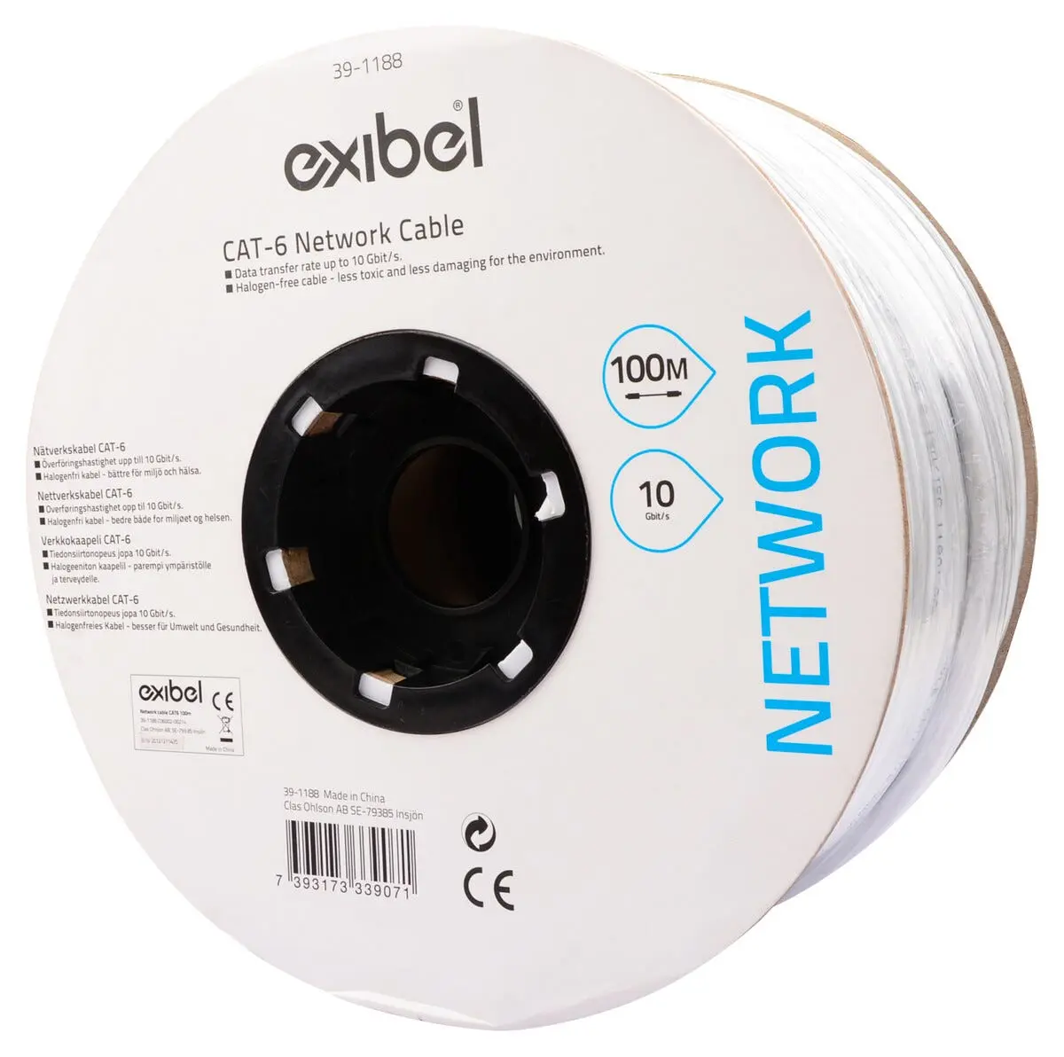Exibel CAT6 nettverkskabel, 100 meter