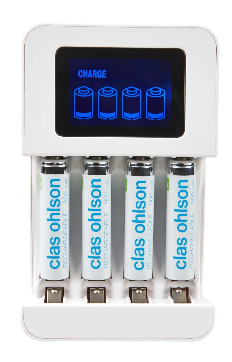 LCD batterilader med 4 x HR03