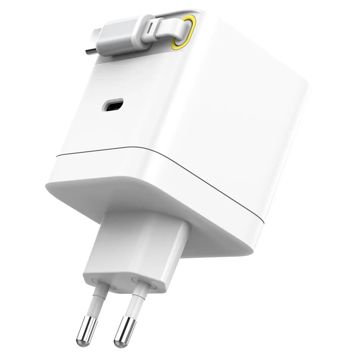 Hurtiglader 65 W med uttrekkbar USB-C-kabel, hvit