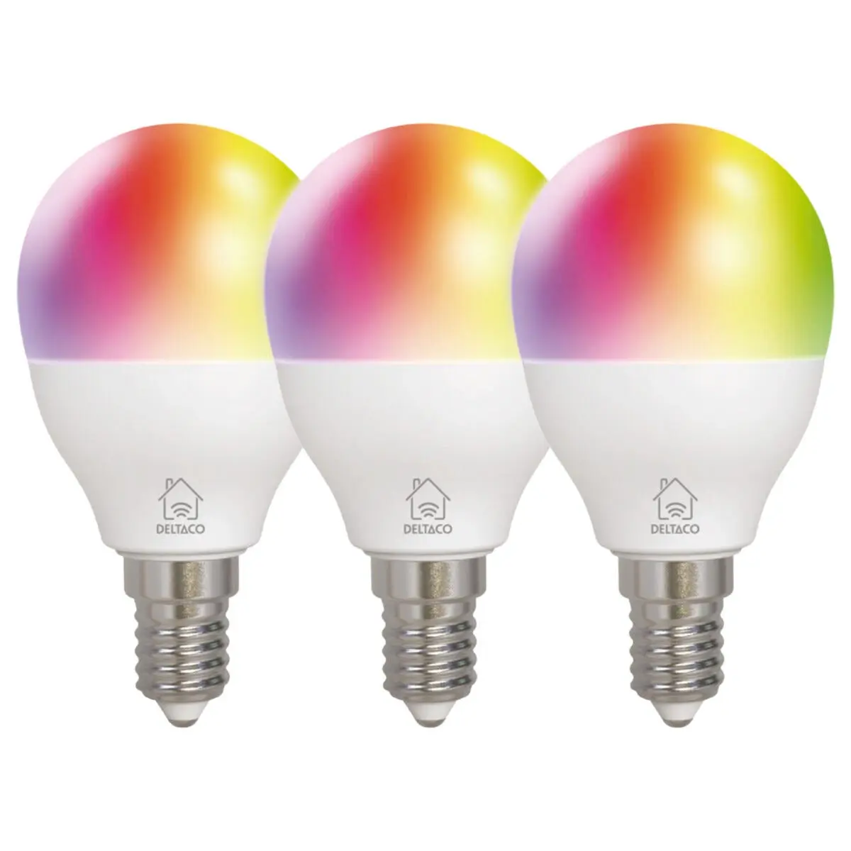 Deltaco smart LED-illumpære E14 RGB wifi 5 W, 3-pakning