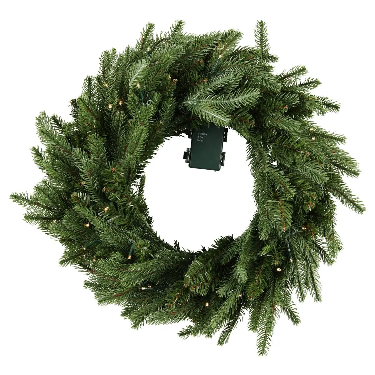 Julekrans med granbar og LED-lys med timer 50 cm
