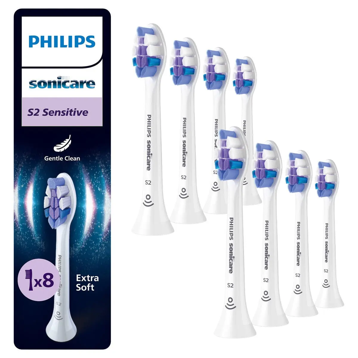 Philips Børstehoder Sonicare S2 Sensitive HX6052 - replacement brushhead - black