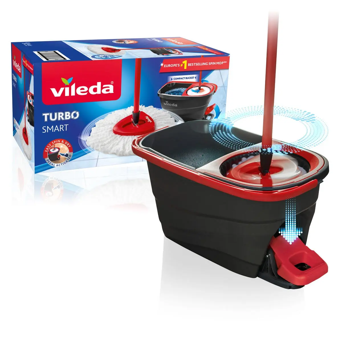 Vileda Turbo Smart gulvmopp, sett med bøtte og utvrider