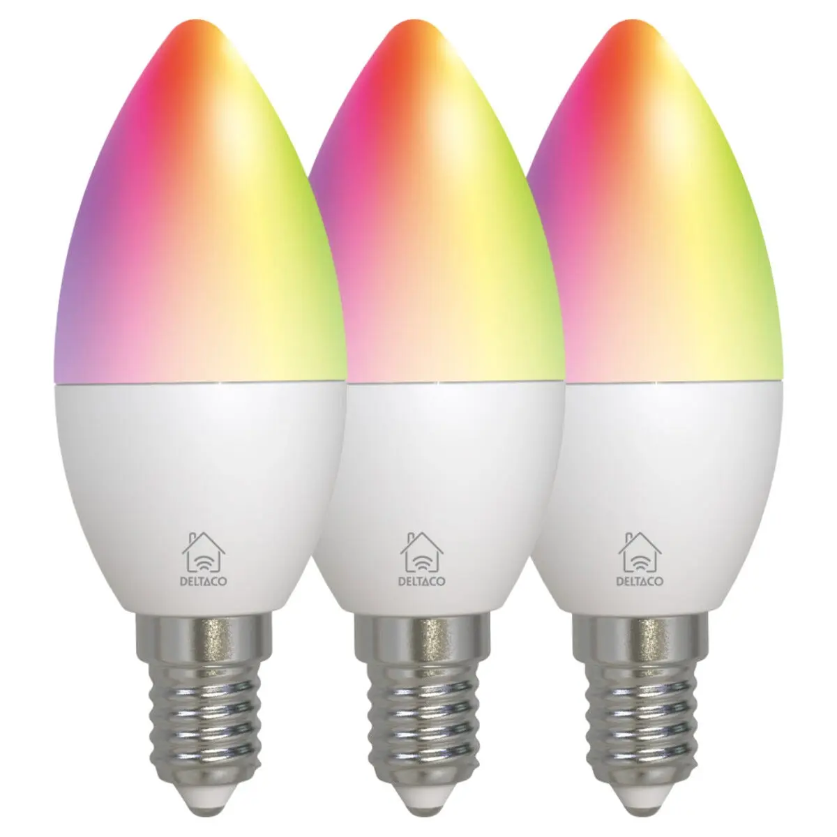 Deltaco smart LED-mignonpære E14 RGB wifi 4,9 W 3-pakning