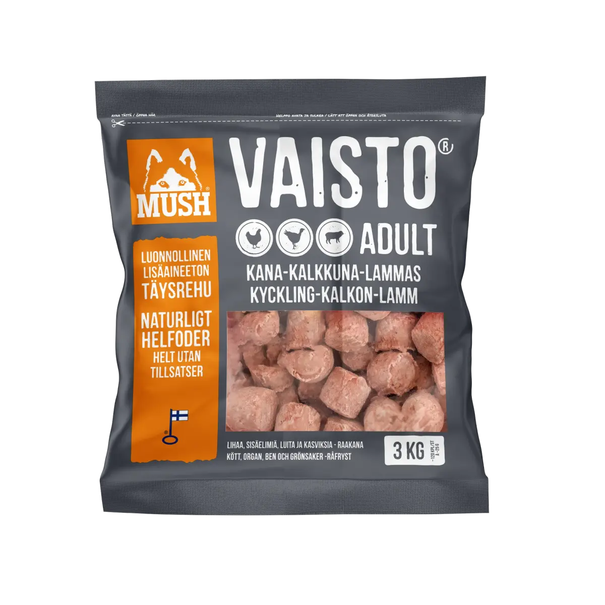 Mush Vaisto Kyckling-Kalkon-Lamm Gray 3 kg