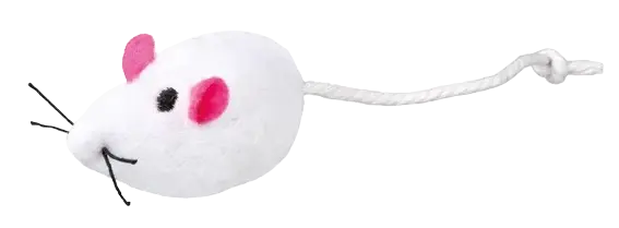 Trixie Plysjmus med bjelle, 5 cm, 2 stk, hvit/grå