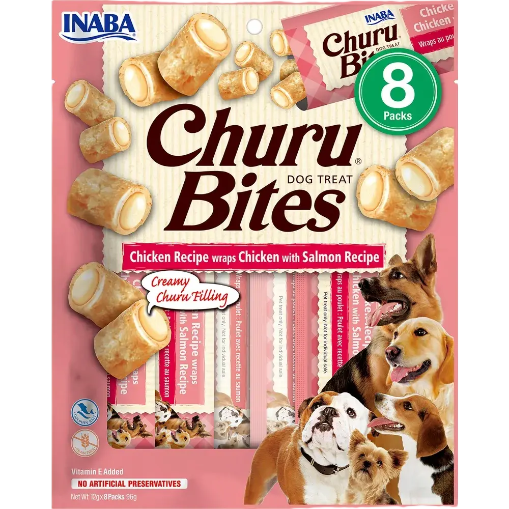 Churu Dog Bites Chicken Wraps With Salmon 12 g x 8-pack
