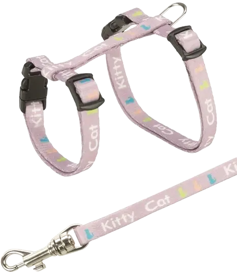 Trixie Junior kattunge sele + bånd, pusemotiv, 21-33 cm/8 mm, 1,20 m