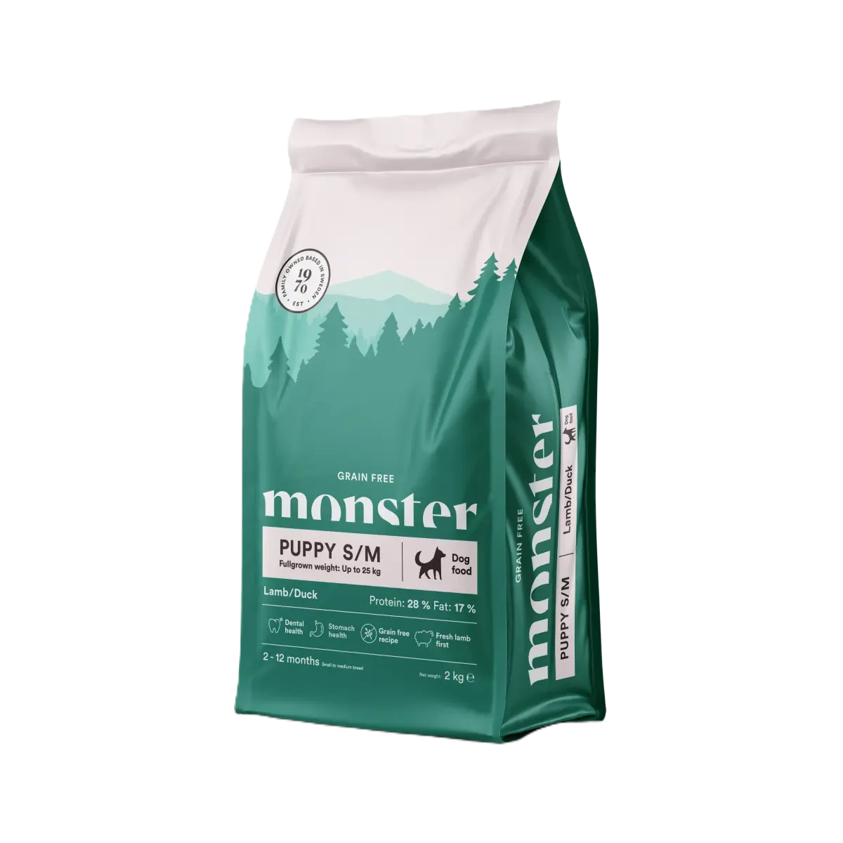 Monster Pet Food Dog Grain Free Puppy S/M Lamb/Duck 2 kg