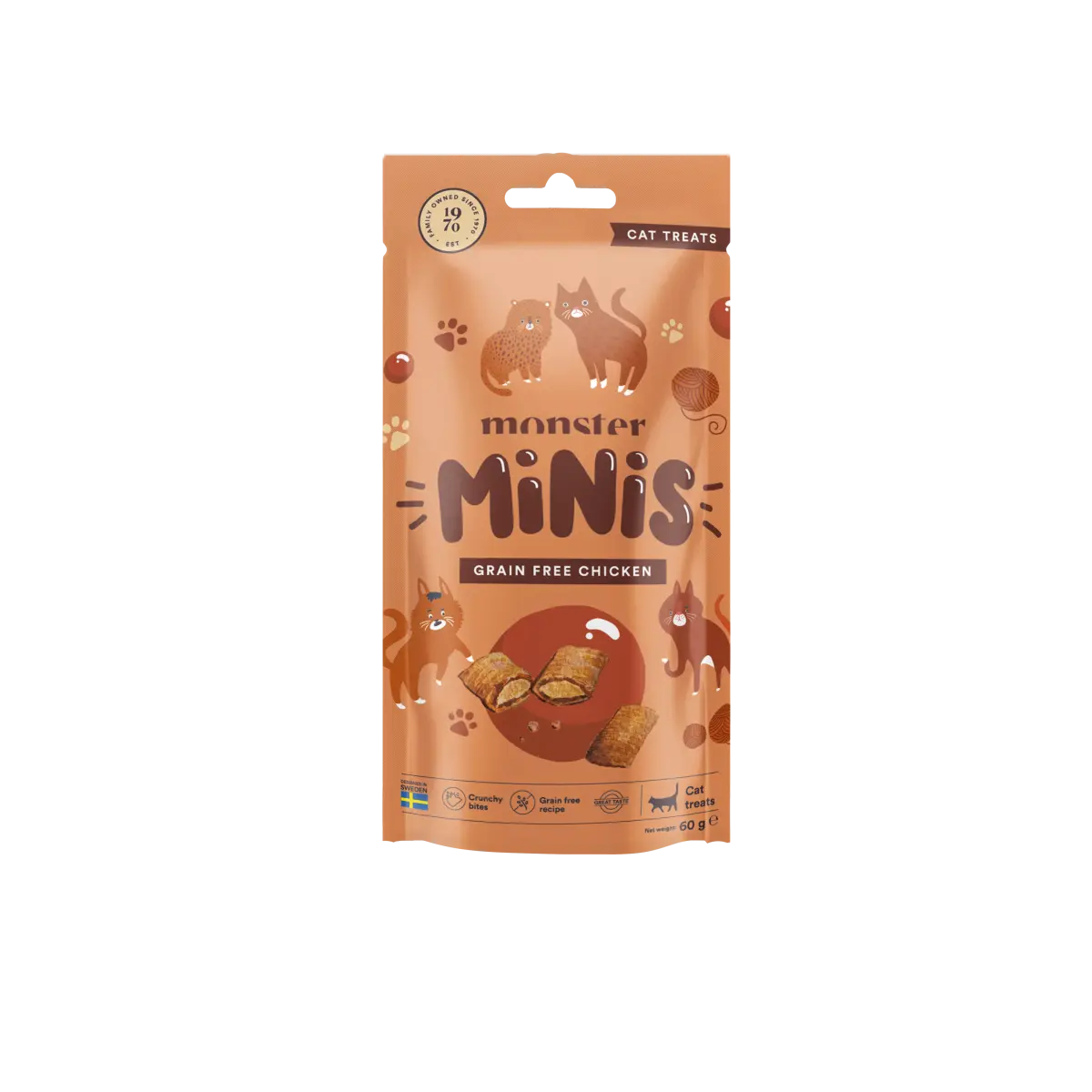 Monster Pet Food Minis godbiter Kornfri kylling 60 g