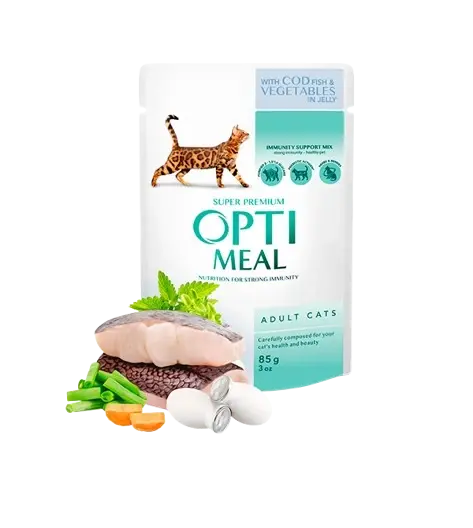 Optimeal Cat Adult with Cod Fish and Veggies in Jelly 12 x 85 g