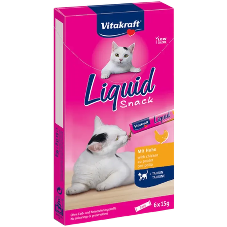 Vitakraft Flytende kattesnacks med kylling 6-pakning-15g