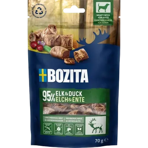 Bozita Hund Snacks Meaty Bites Elg & And 70 g