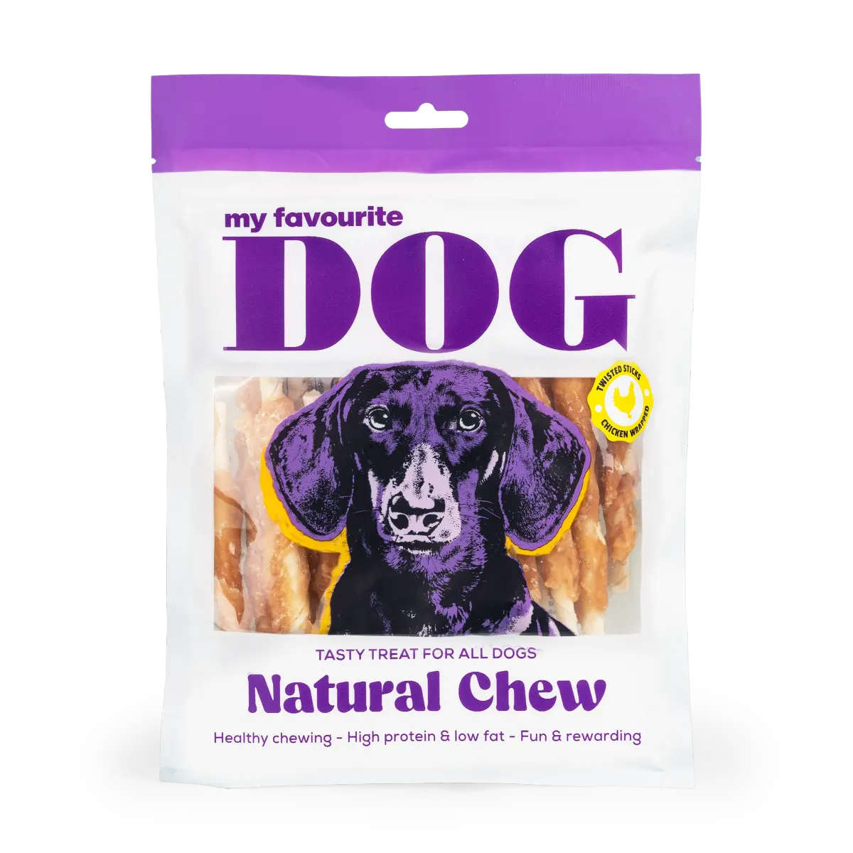My favourite DOG Twisted Rawhide Sticks XL - Kylling 17 cm, 375 g, 8-pk