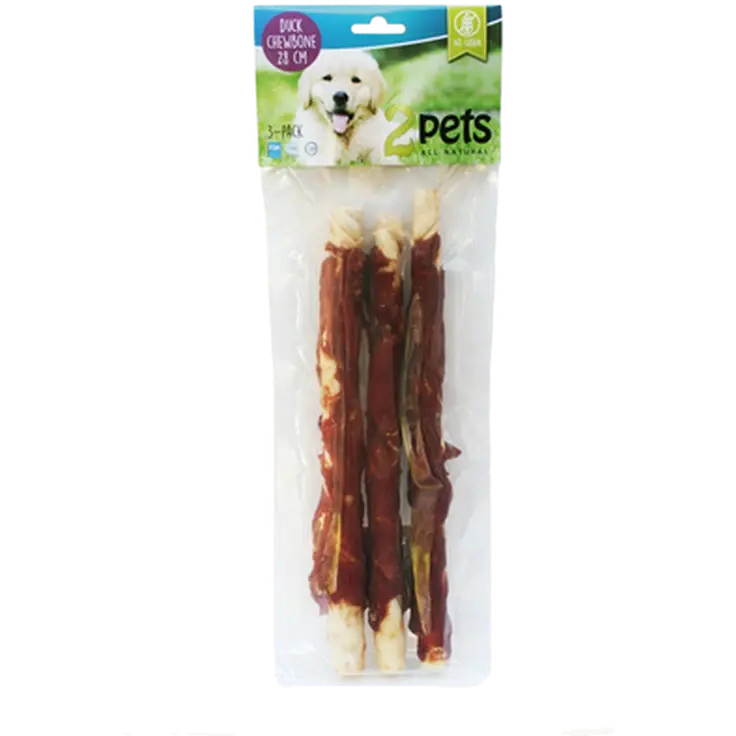 2 pets Dogsnack Duck tyggebein 28 cm/3 stk.