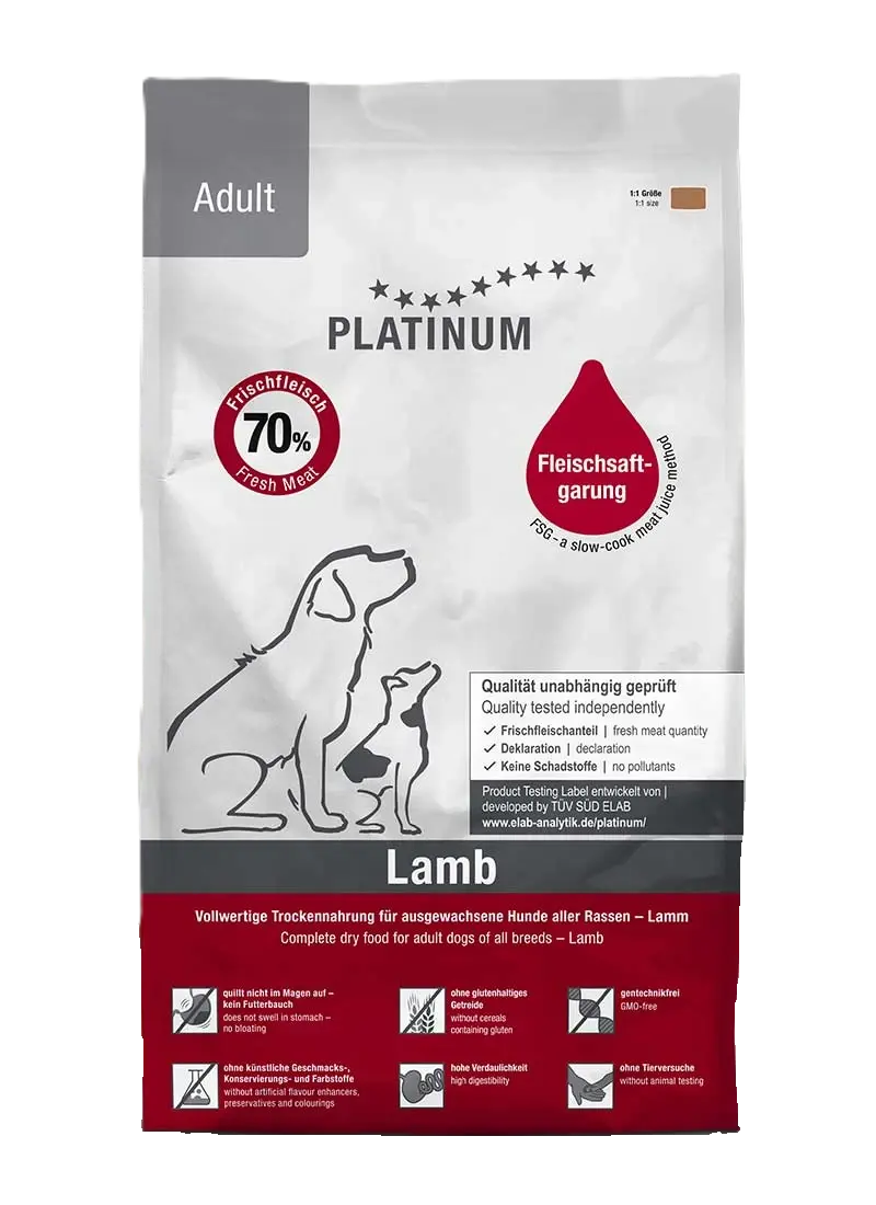 Platinum Adult Lamb+Rice - Hundefôr