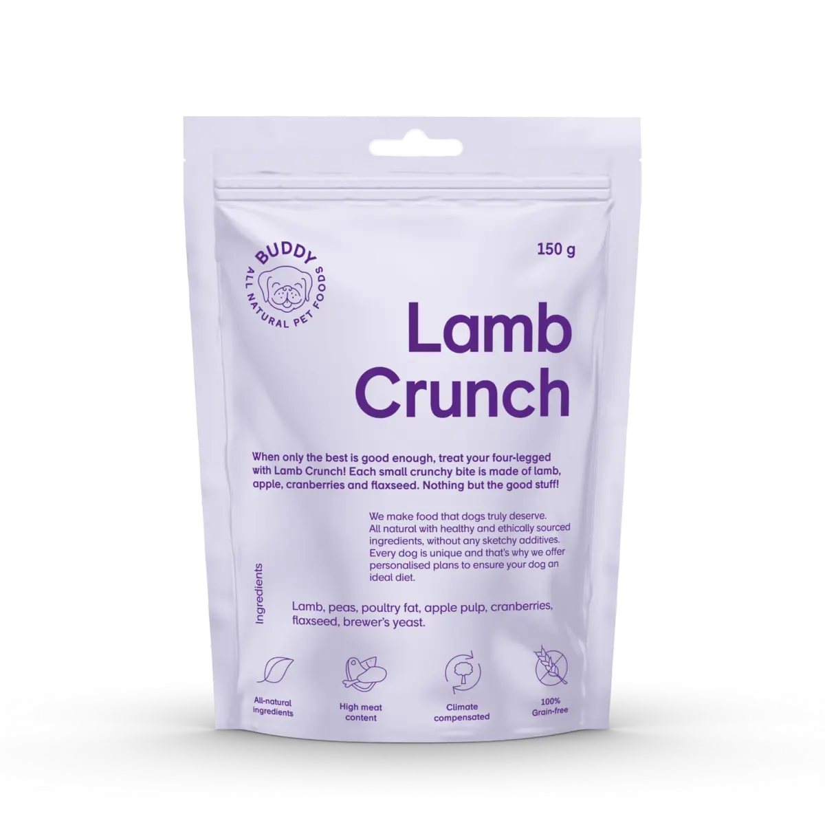 Buddy Pet Foods Crunchy Snack Lam med tyttebær 150 g