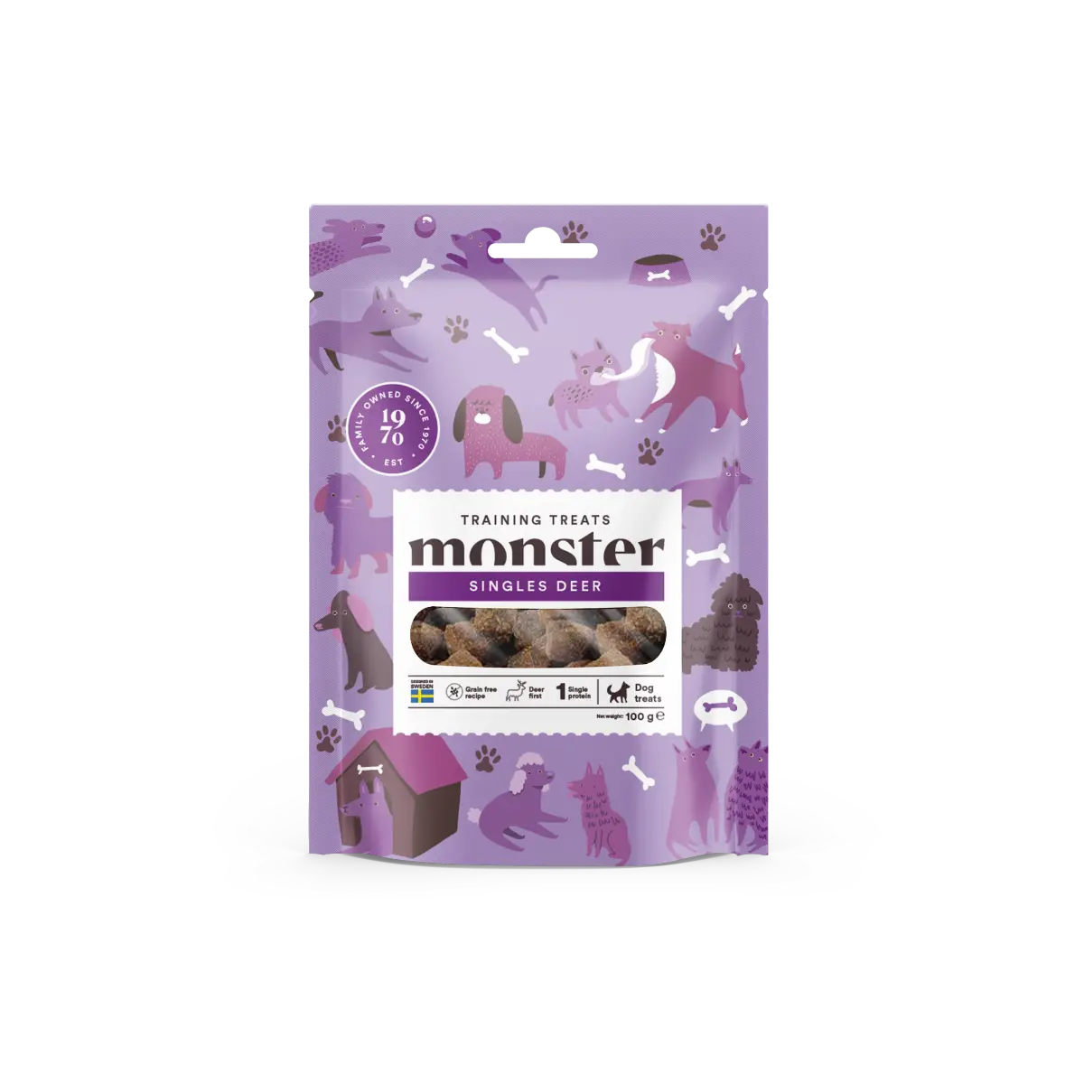 Monster Pet Food Hundetreningsgodbiter hjort 100 g